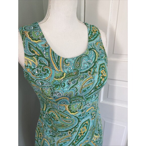 Jones New York Signature Dress Stretch Paisley Sleeveless Sheath Aqua 2P - Picture 2 of 6